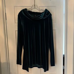 Jones New York Deep Teal Velvet Long Sleeve Top